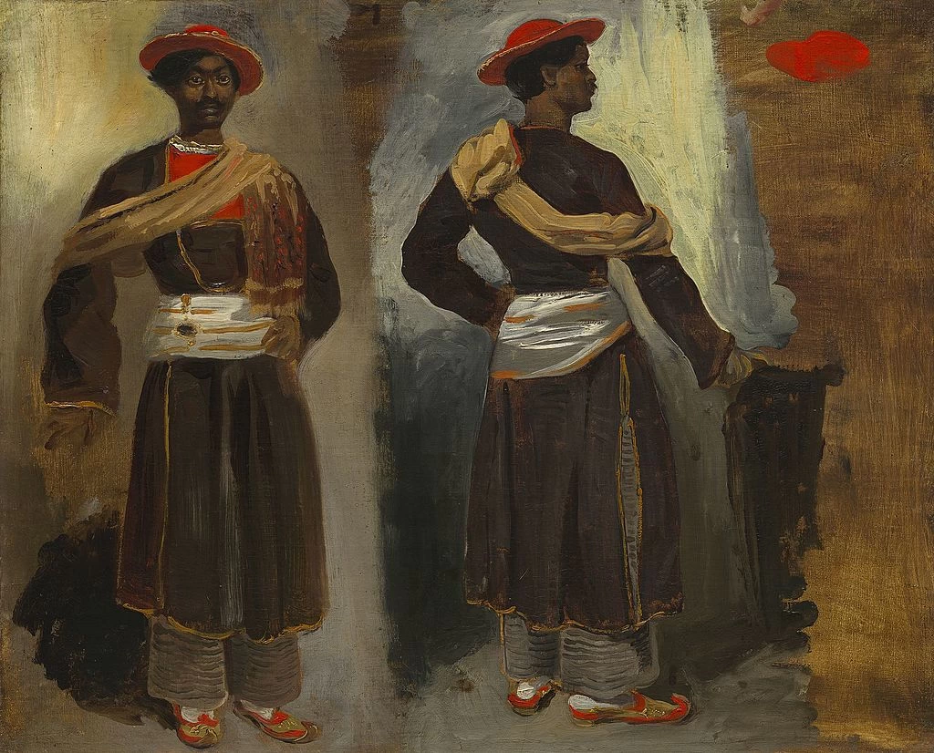 Due studi di un indiano in piedi di Calcutta